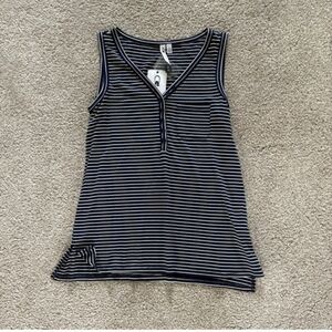 Cable & Gauge Navy and White Striped Tank Top